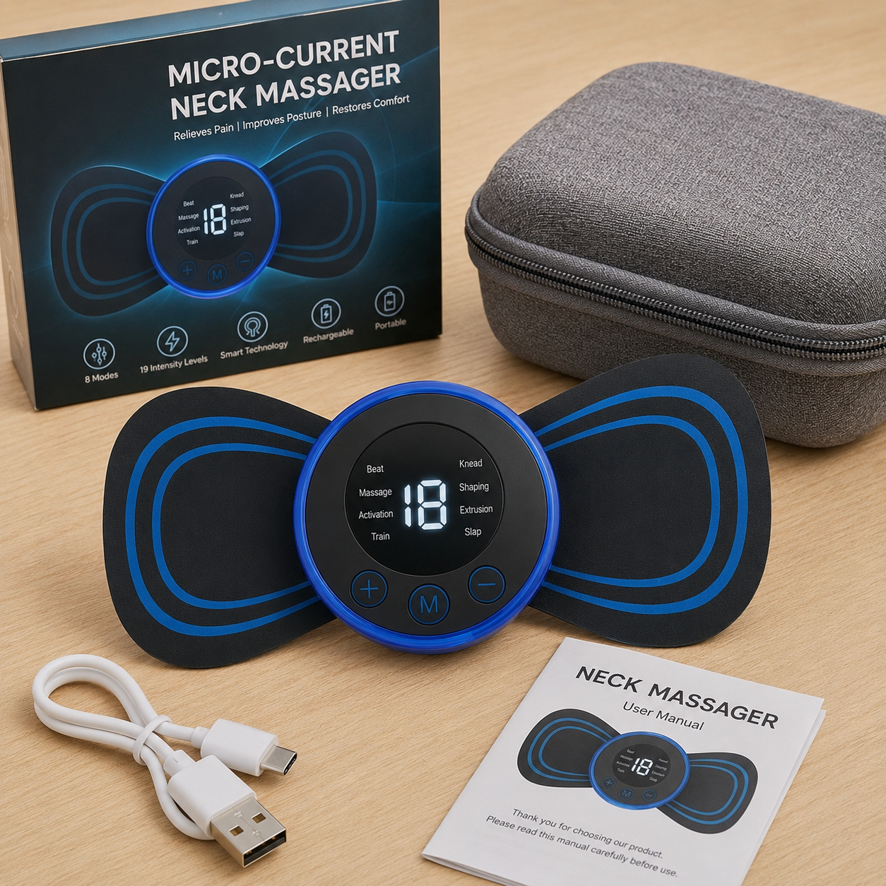 Portable EMS Mini Electric Neck & Body Massager | Pain Relief Device
