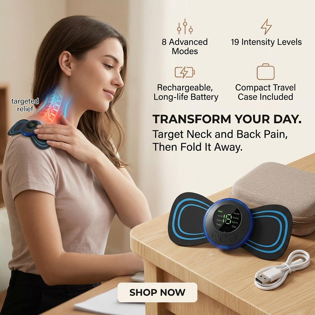 Portable EMS Mini Electric Neck & Body Massager | Pain Relief Device