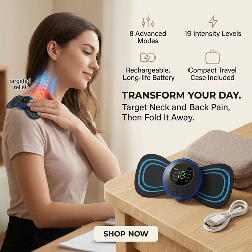 Portable EMS Mini Electric Neck & Body Massager | Pain Relief Device